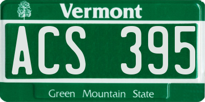 VT license plate ACS395