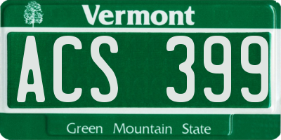VT license plate ACS399