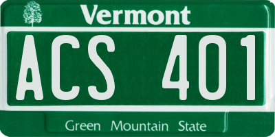 VT license plate ACS401