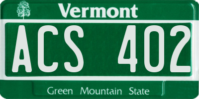 VT license plate ACS402