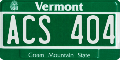 VT license plate ACS404
