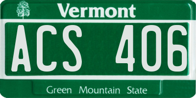 VT license plate ACS406