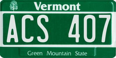 VT license plate ACS407
