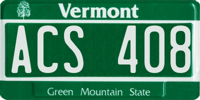 VT license plate ACS408