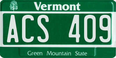 VT license plate ACS409