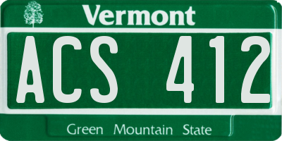VT license plate ACS412