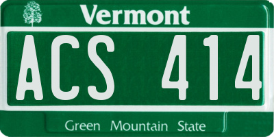 VT license plate ACS414
