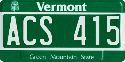 VT license plate ACS415
