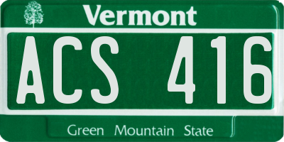 VT license plate ACS416