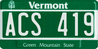 VT license plate ACS419