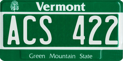 VT license plate ACS422