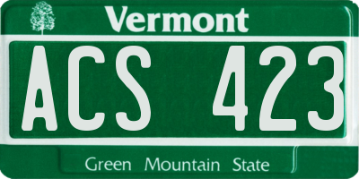 VT license plate ACS423