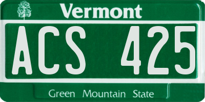 VT license plate ACS425