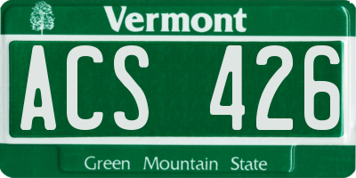 VT license plate ACS426