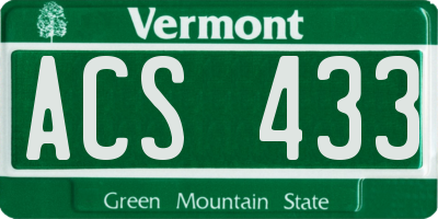 VT license plate ACS433