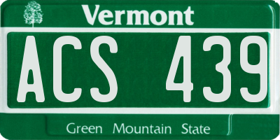 VT license plate ACS439