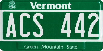VT license plate ACS442