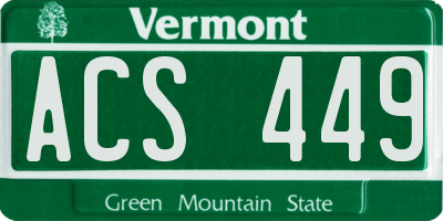 VT license plate ACS449