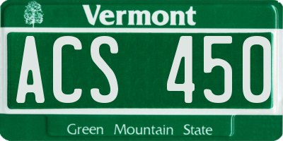 VT license plate ACS450