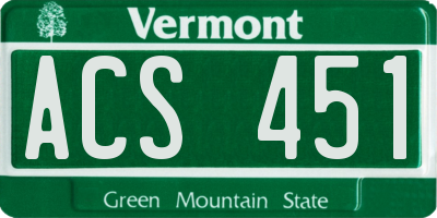 VT license plate ACS451
