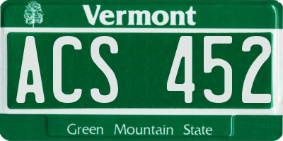 VT license plate ACS452