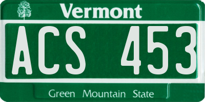 VT license plate ACS453