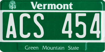 VT license plate ACS454