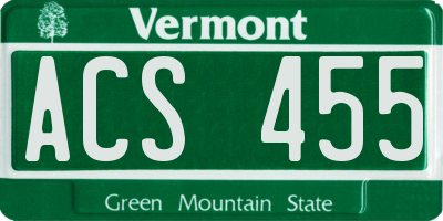 VT license plate ACS455