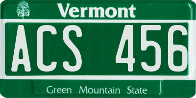 VT license plate ACS456
