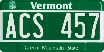 VT license plate ACS457