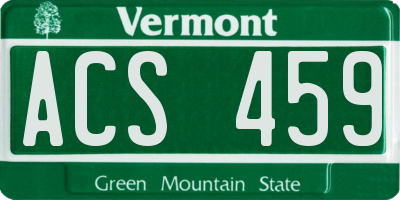 VT license plate ACS459