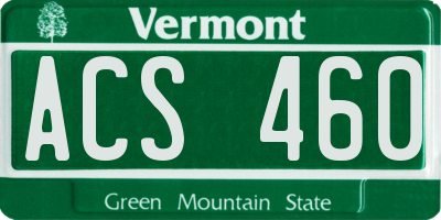 VT license plate ACS460