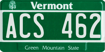 VT license plate ACS462