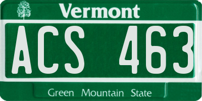 VT license plate ACS463