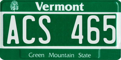 VT license plate ACS465