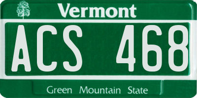 VT license plate ACS468