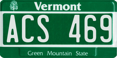 VT license plate ACS469