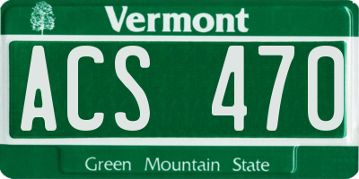 VT license plate ACS470