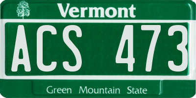 VT license plate ACS473