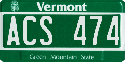 VT license plate ACS474