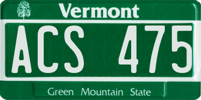 VT license plate ACS475