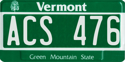 VT license plate ACS476