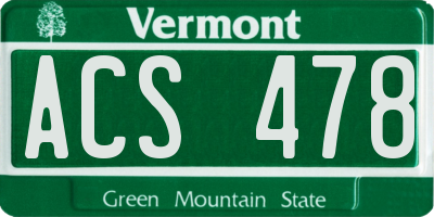 VT license plate ACS478
