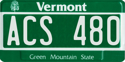VT license plate ACS480