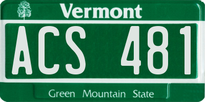 VT license plate ACS481