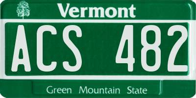 VT license plate ACS482