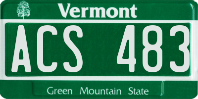VT license plate ACS483