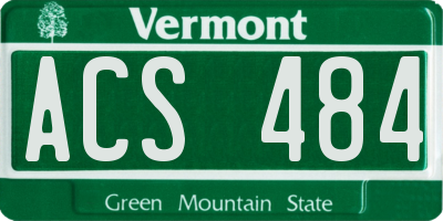 VT license plate ACS484