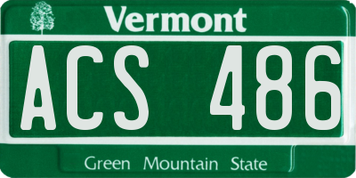 VT license plate ACS486