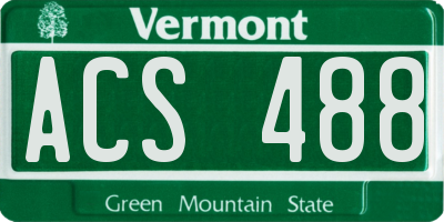 VT license plate ACS488